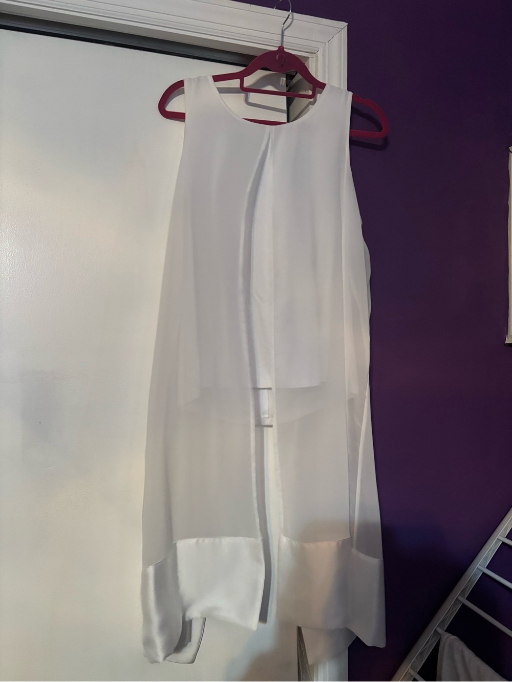 Alfani White Sleeveless Overlay Long Resort Shirt